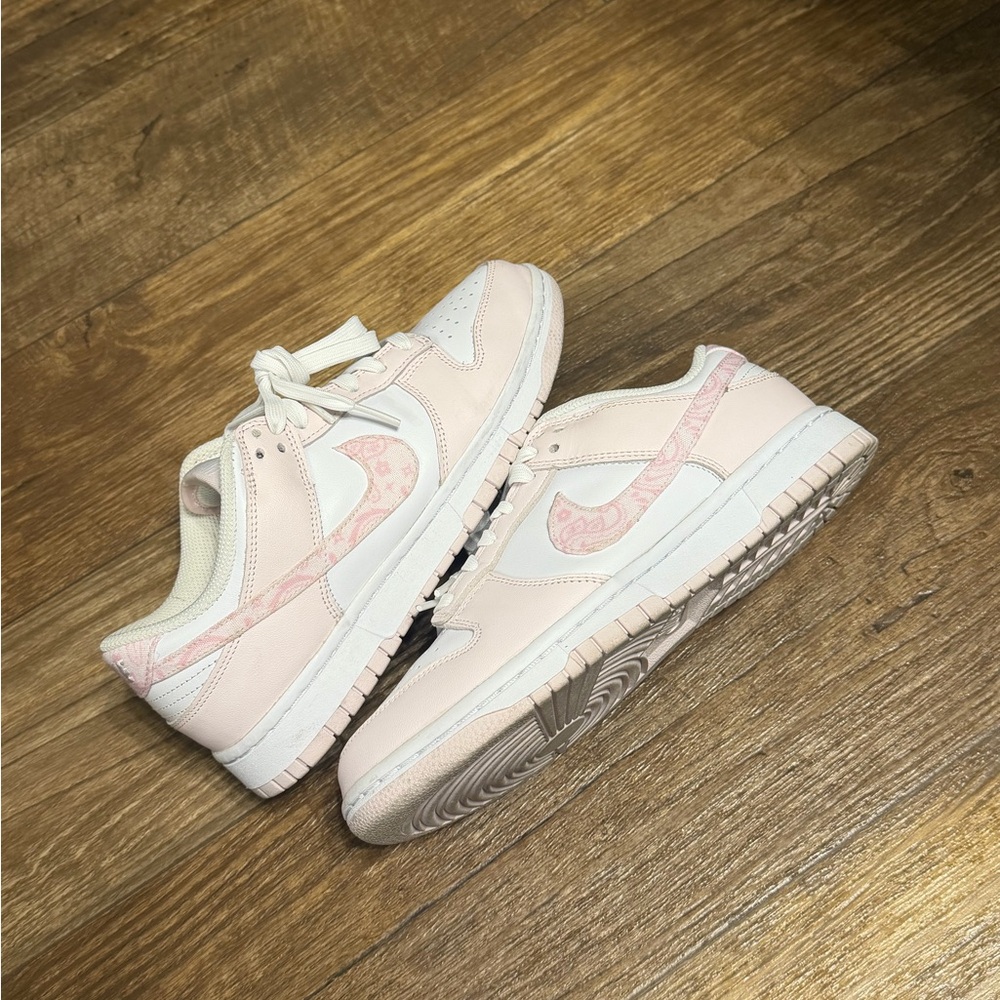 Pink and White Nike Low Dunks